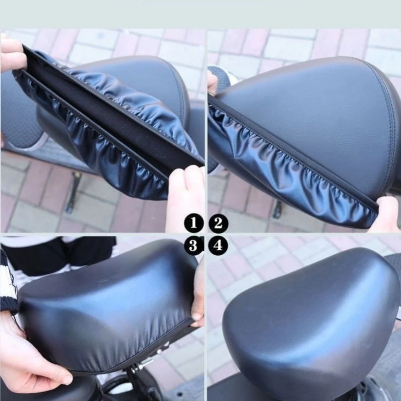 

Electric Vehicle Seat Cushion Rain Cover Bicycle Seat Cover Sun Protection Waterproof Wear-resistant Double-sided Cover Leather