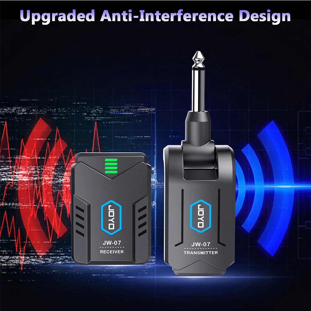JOYO JW-07 Wireless in Ear Monitor System Upgraded 2.4GHz Mono Rechargeable IEM Transmitter Clip on Receiver for Live Use