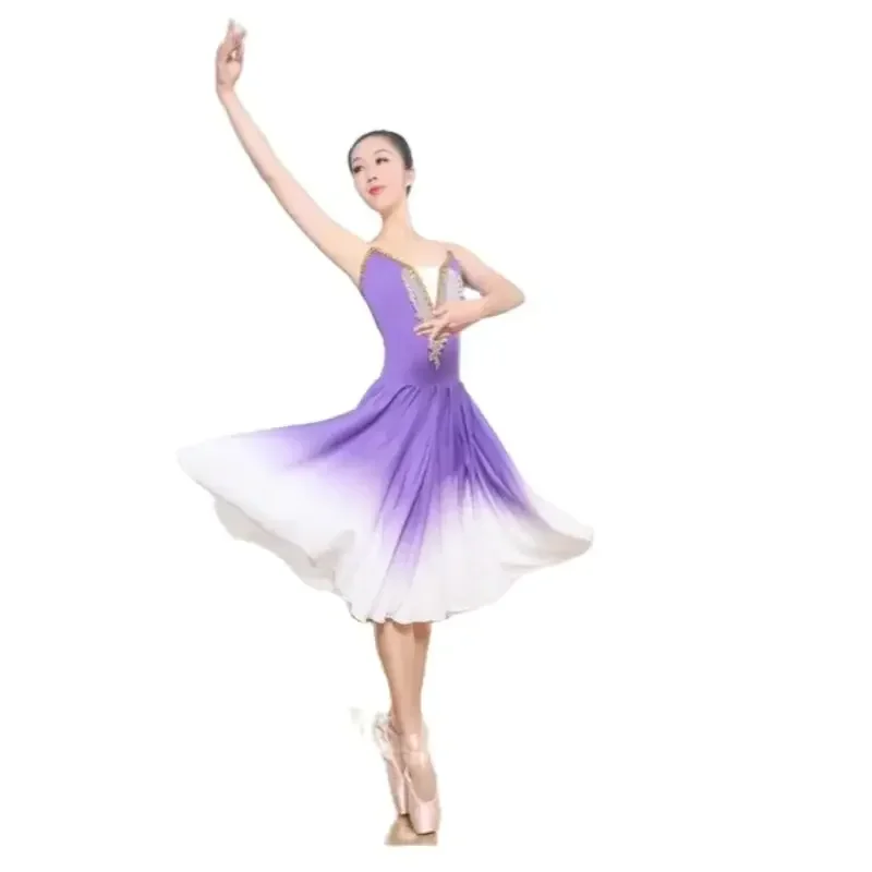 1 Pcs/Lot Long Adult Children Modern Dance Costume Tutu Ballerina Chiffon Ballet Dress CMM221