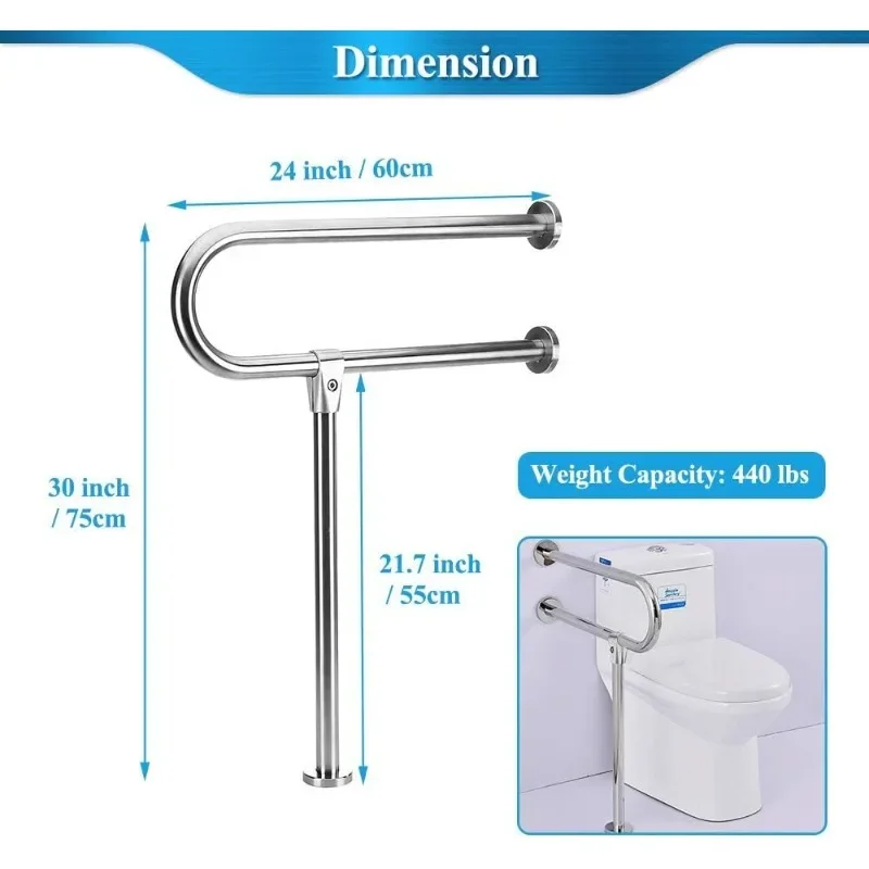 Handicap Rails Grab Bars Bathroom Toilet Safety Rails Support for Elderly Seniors Handicap Toilet Rails Support Assist