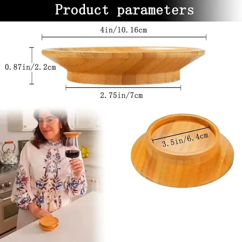 1Pcs Bamboo and Wood Red Wine Cup Lid Candle Cup Lid Wine Glass Charcuterie Topper Cooked Food Board Wooden Red Wine Cup Coaster