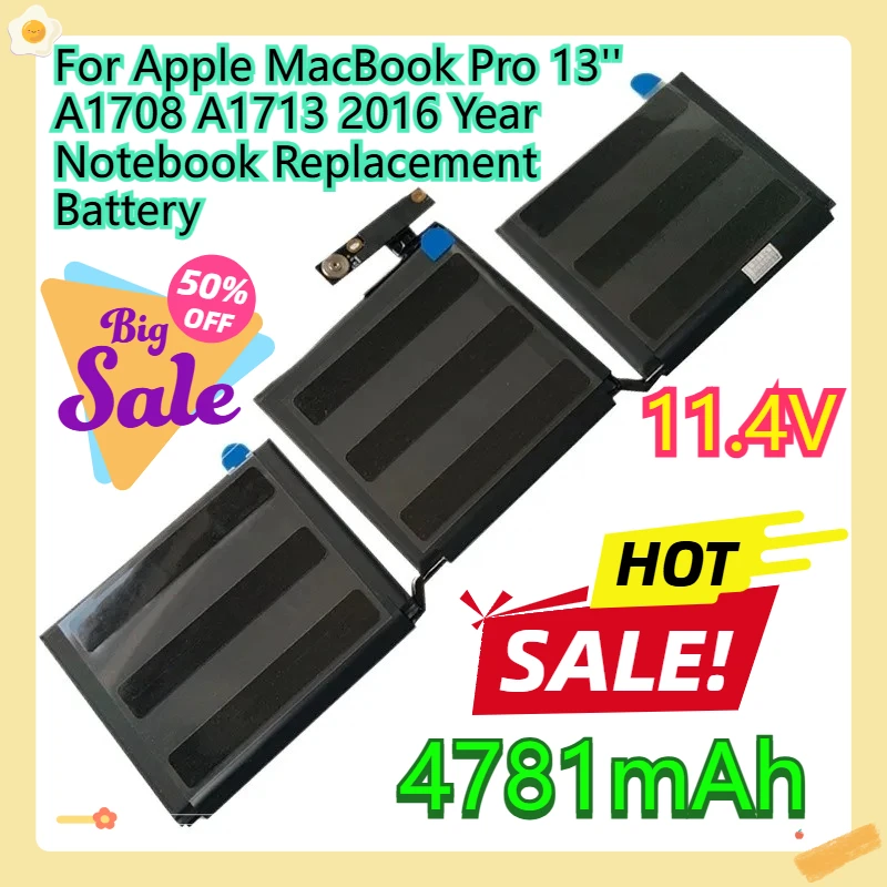 

Для Apple MacBook Pro 13 дюймов A1708 A1713 2016 год сменный аккумулятор для ноутбука 11,4 В 4781 мАч