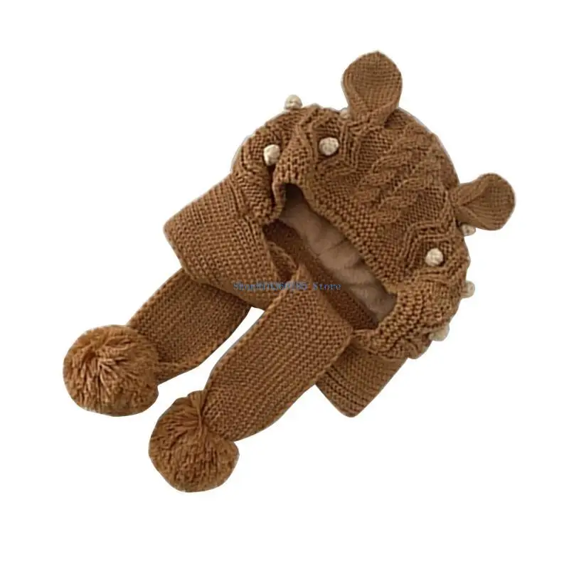 K9FF قبعة شتوية للأطفال وشاح للرقبة قطعة واحدة قبعة صغيرة للأطفال لحماية الأذن #4