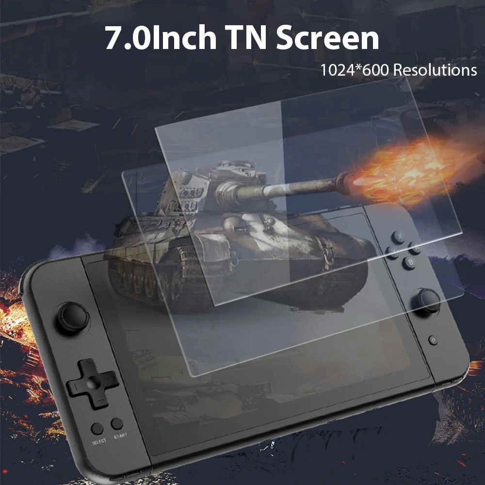 Tolex-X70 وحدة تحكم الألعاب المحمولة ، اللون الأخضر والأزرق ، 7.0 "شاشة TN ، 64G ، 5700 ألعاب ، محاكاة HD ، تلفزيون الإخراج ، وحدة تحكم ألعاب الفيديو