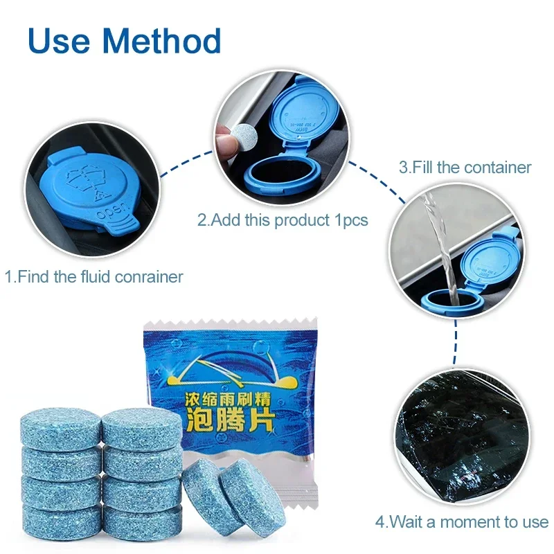 Solid Cleaner Car Windscreen Cleaner Effervescent Tablet Auto Wiper Glass Solid Cleaning Concentrated Tablets Detergent \