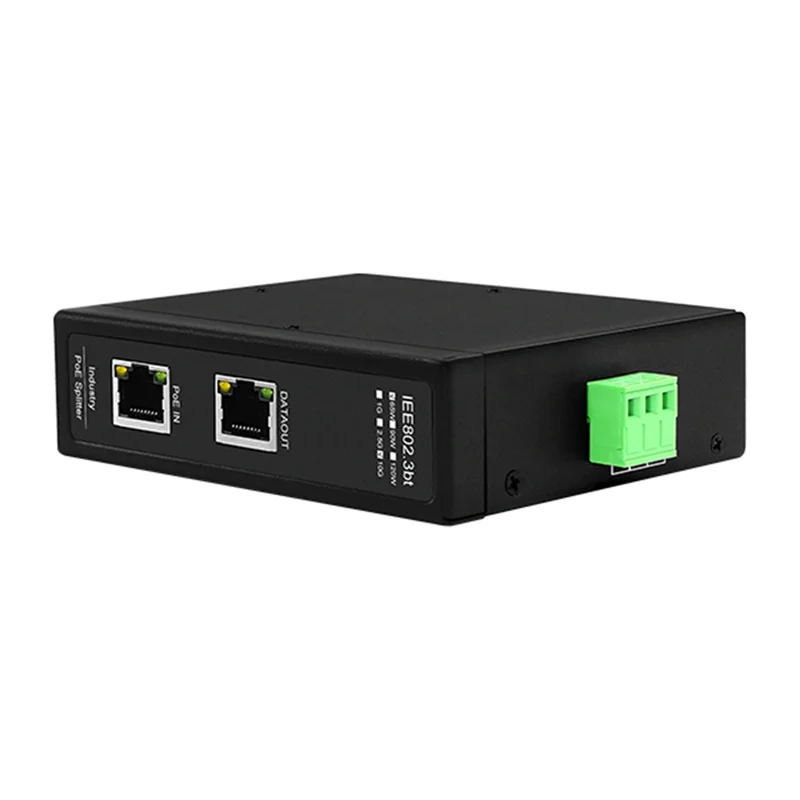 A95Q-Industrial 10Gbe POE Splitter 60W 6KV Surge Protection, Optional Port Isolation& Power Output DC 24V