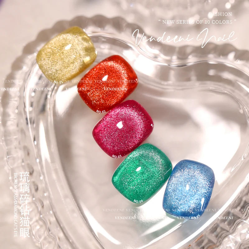 

Vendeeni Spar Diamond Disco Cat Eye Gel Polish TPO HEMA FREE High Pigment Shiny Natural 10 Color Flash Shiny Cat Eye Gel Polish