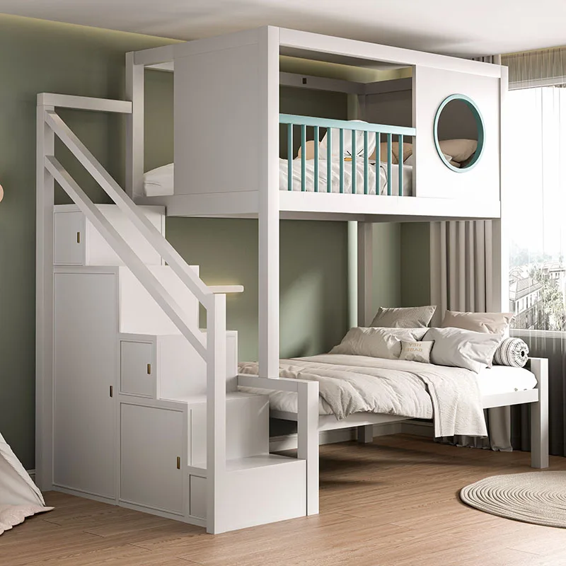 Duplex second floor bed elevated loft bed wrought iron children's home bold thickened bed empty