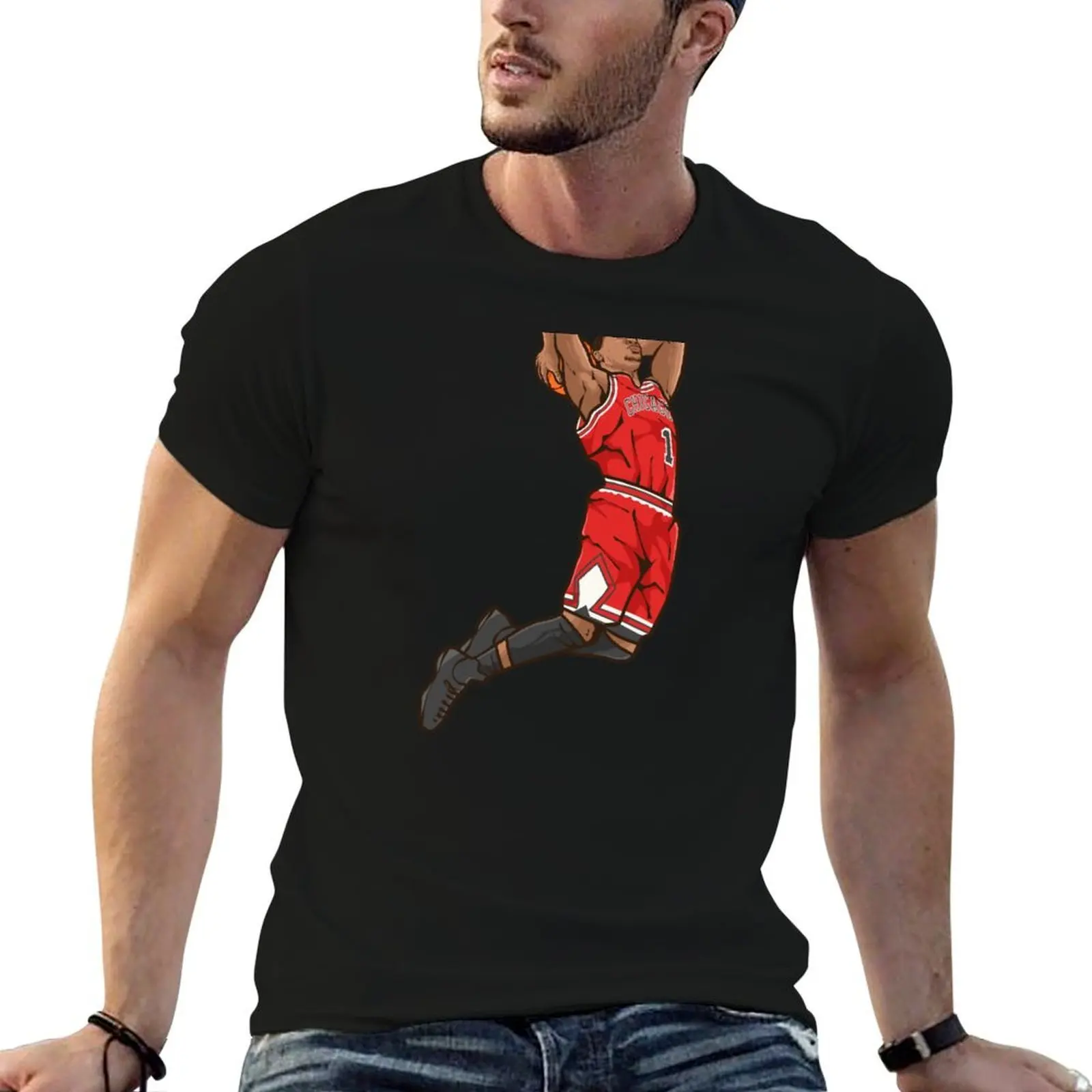 

Derrick Rose Dunk Cartoon T-Shirt t shirt men 100% cotton luxury brand man t shirts for men T-Shirt