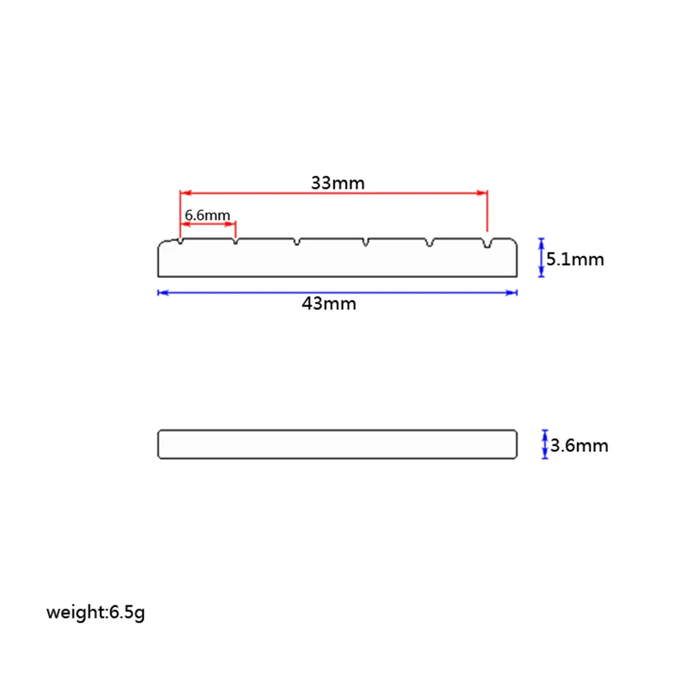 

6 String Slotted Brass Guitar Nut 43mm Glossy Surface Upgrade Replacement for Electric Bass Guitar Instrument Accessory
