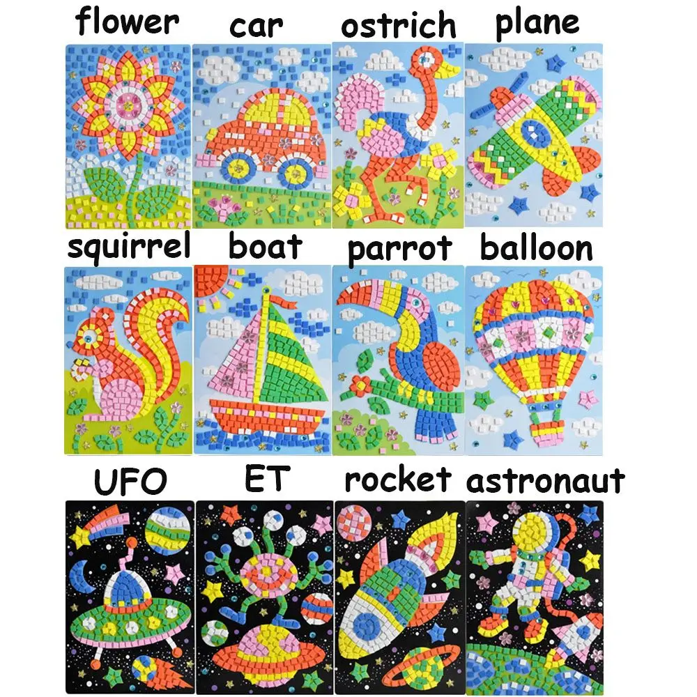 Desenhos animados artes educacionais iniciais artesanato eva espuma 3d mosaicos quebra-cabeça adesivos desenhar brinquedos