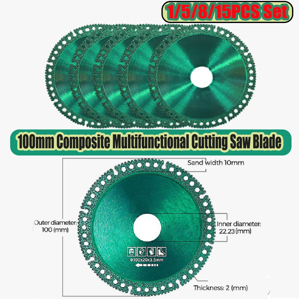 

100 мм композитное многофункциональное пильное полотно, круглый диск, алмазная керамическая плитка, стекло, дерево, ПВХ, ультратонкие диски для угловой шлифовальной машины