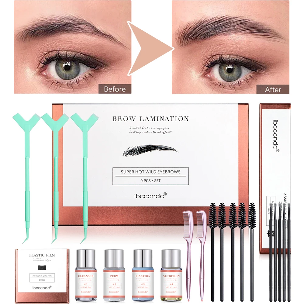 Brow Lamination Kit Wild Hot Eyebrows Long-Lasting Natural Perm Fix Cleanser Nutrition Full Tools DIY Home Brow Styling Makeup Set