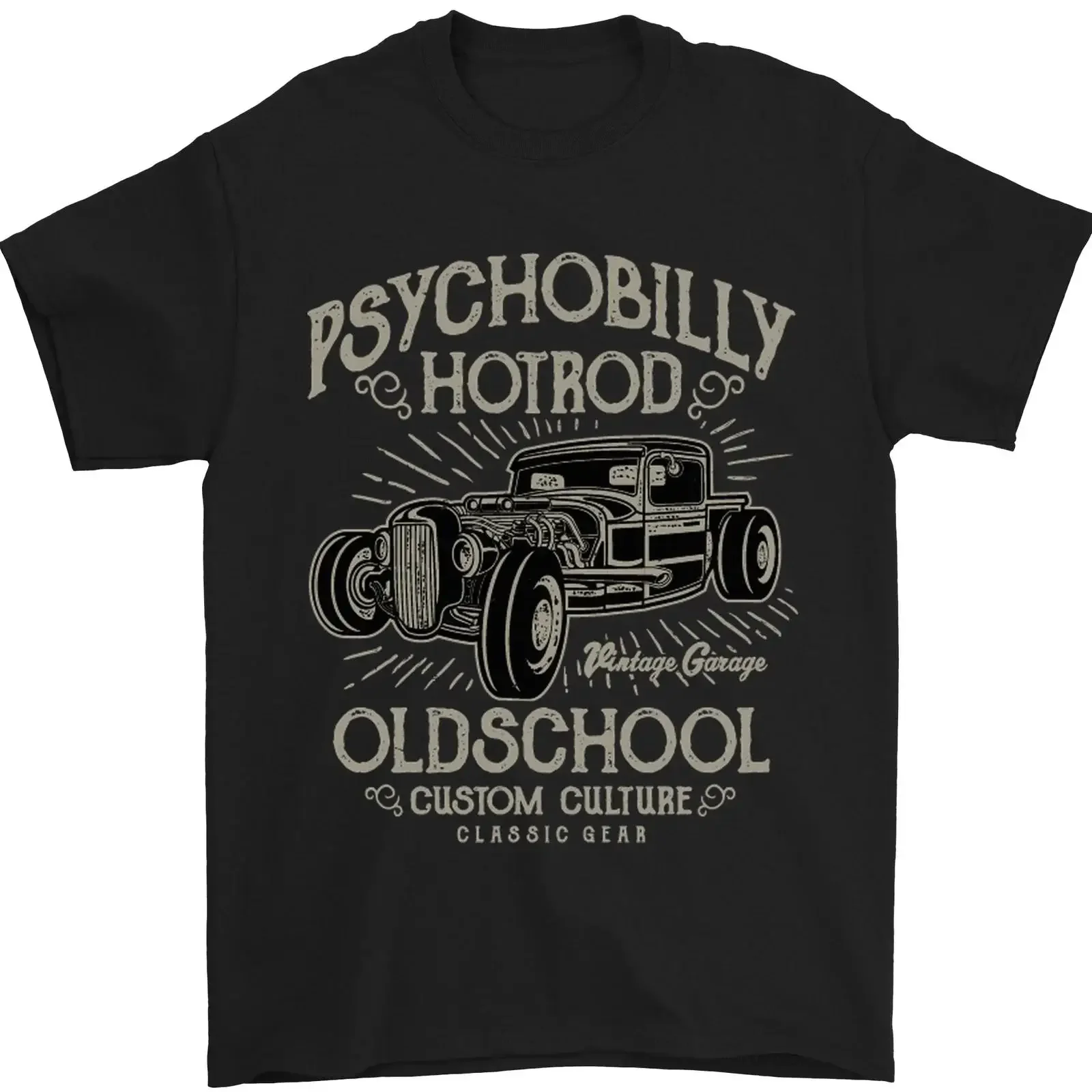Psychobilly Hotrod Hot Rod Dragster Men's T Shirt 100 Cotton vintage Washed Unisex fashion Slightly graphic streetwear Stylish