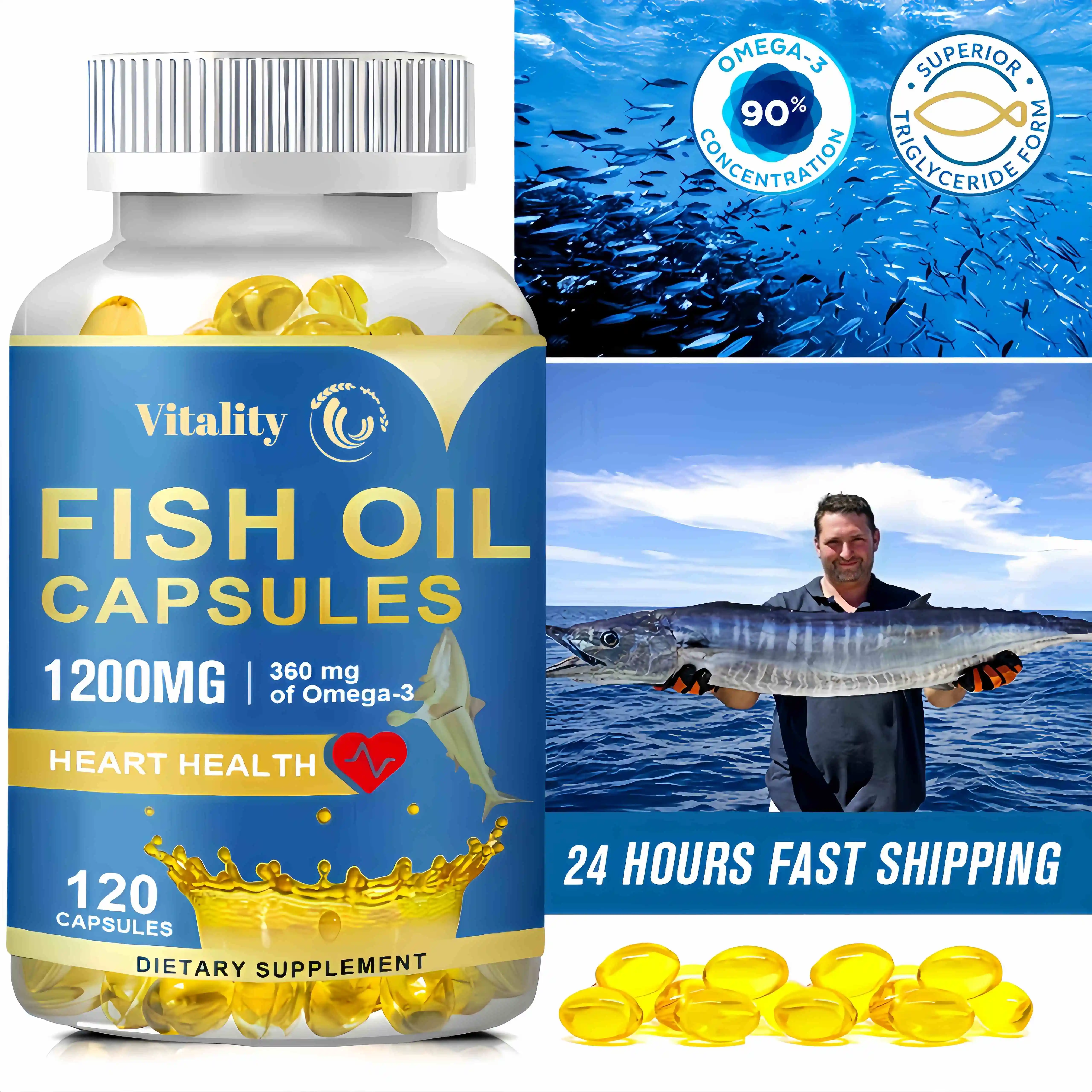 Fish Oil OMEGA-3 Vitamin A Collagen Anti-Aging Whitening Capsules Eye Supplement Heart Health & Brain Support Supplement