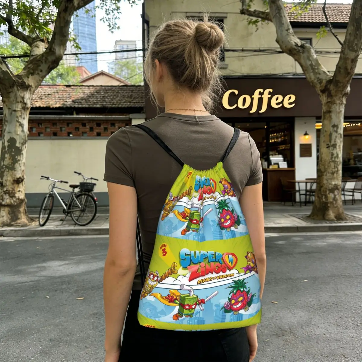 Super Zings Cartoon Backpacks Multi-function Drawstring Bags Shoes Bag Book Bags for Man Woman Students