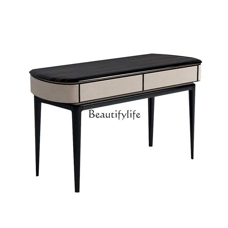

*Italian light luxury desk modern simple leather bright paint study home desk writing desk