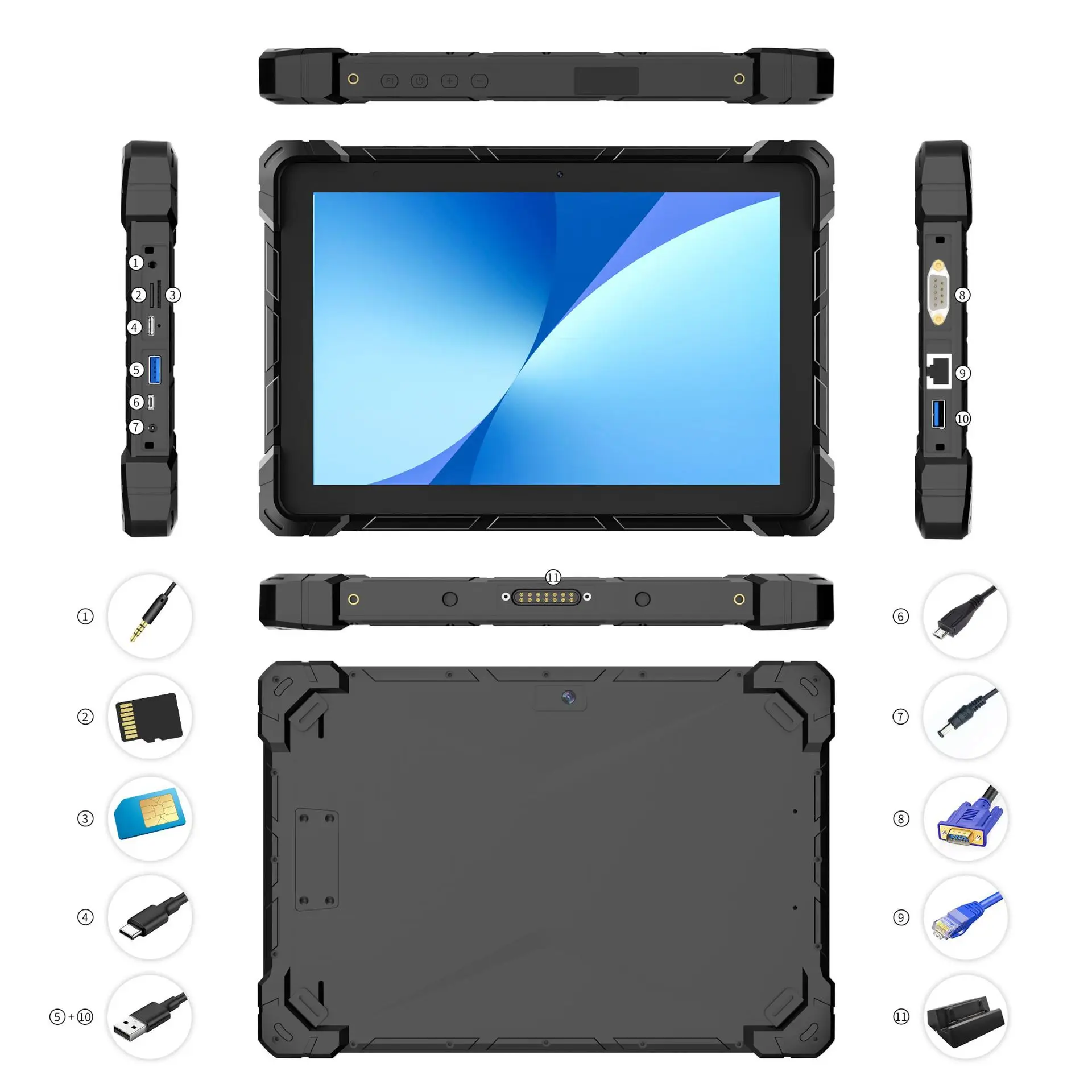 

10 inch industrial reinforced three-proof tablet 4G/5G card 1.8g private network GPS Beidou fingerprint NFC