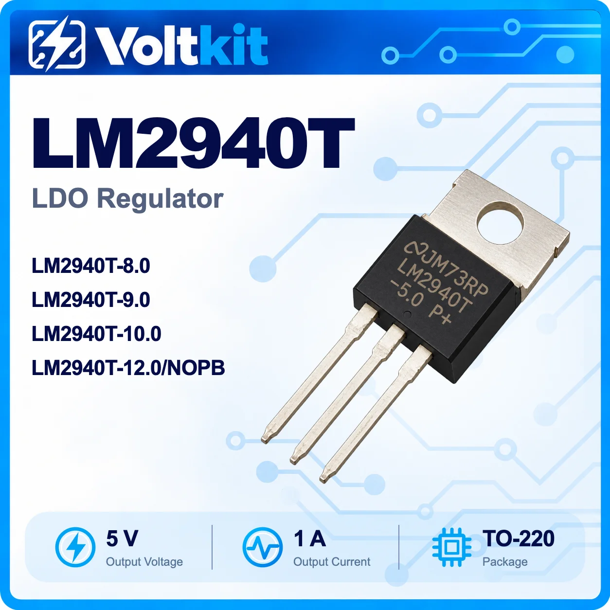 5PCS LM2940 LM2940T-5.0 LM2940T LM2940CT-5.0 LM2940CT-12 TO-220 LDO Voltage Regulator IC New Original In Stock Wholesale