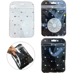 Bolsas holográficas transparentes para almacenamiento de joyería, bolsas de láser con forma de corazón para almacenamiento de joyería, embalaje para negocios pequeños, suministros para el espíritu empresarial, 50 piezas