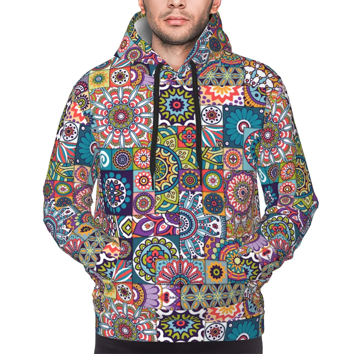 Mexican Mandala Tile Hoodie Men Women Sweatshirt Graphic Print Southwest Kanga Pocket Hoodies Hoodie Pullover Long Sleeve Shirts