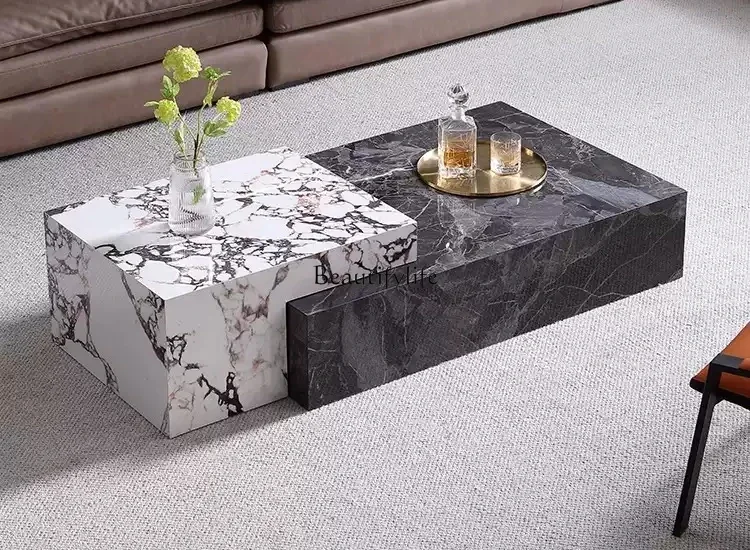 

FG11Italian minimalist rock slab coffee table light luxury modern minimalist high-end rectangular coffee table