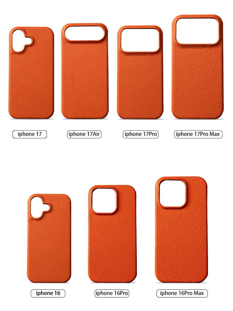 Etui z naturalnej skóry bydlęcej Lychee do iPhone'a 17 18 15 16 Pro Max z funkcją Magsafe, magnetyczny ochraniacz, luksusowa tylna obudowa telefonu. — zdjęcie produktu 2