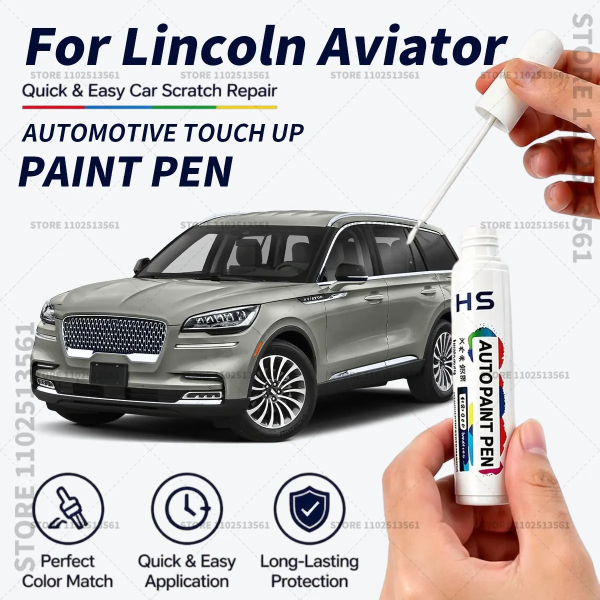 

For Lincoln Aviator Touch Up Paint Pen Quick Repair Car Scratch Chip Paint Brush Whisper Blue Infinite Black Crystal White Red