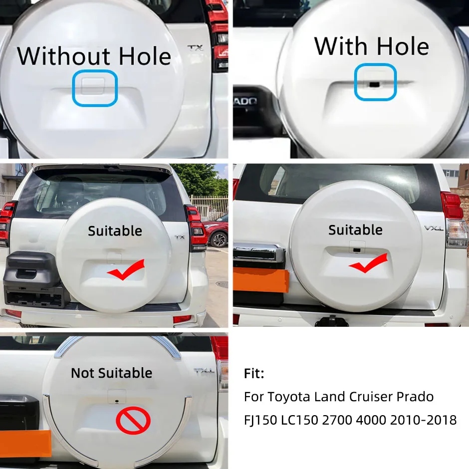 Backup Camera Cover Black or Pearl White Lid for Toyota Land Cruiser Prado LC150 2010-2018 Tailgate Spare Tire Wheel RearCam.**
