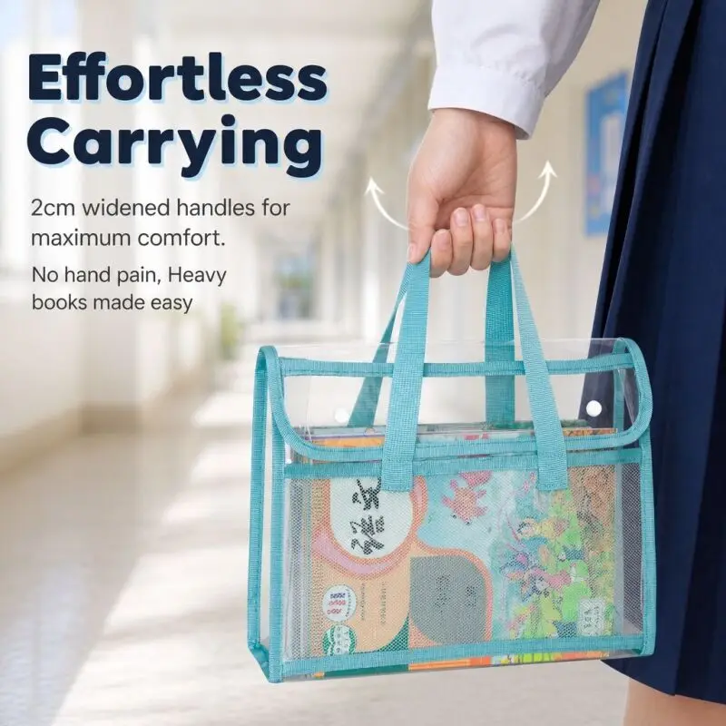 PVC Transparent Exam Bag Quality Portable Waterproof Folder Large Capacity Handheld Storage Bag for Offices, Schools and Events