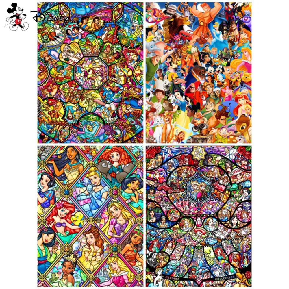 Disney 5D DIY Diamond Painting Cartoon Mickey & Minnie Mouse Full Round Diamond Mosaic Portrait Cinderella Home Decor