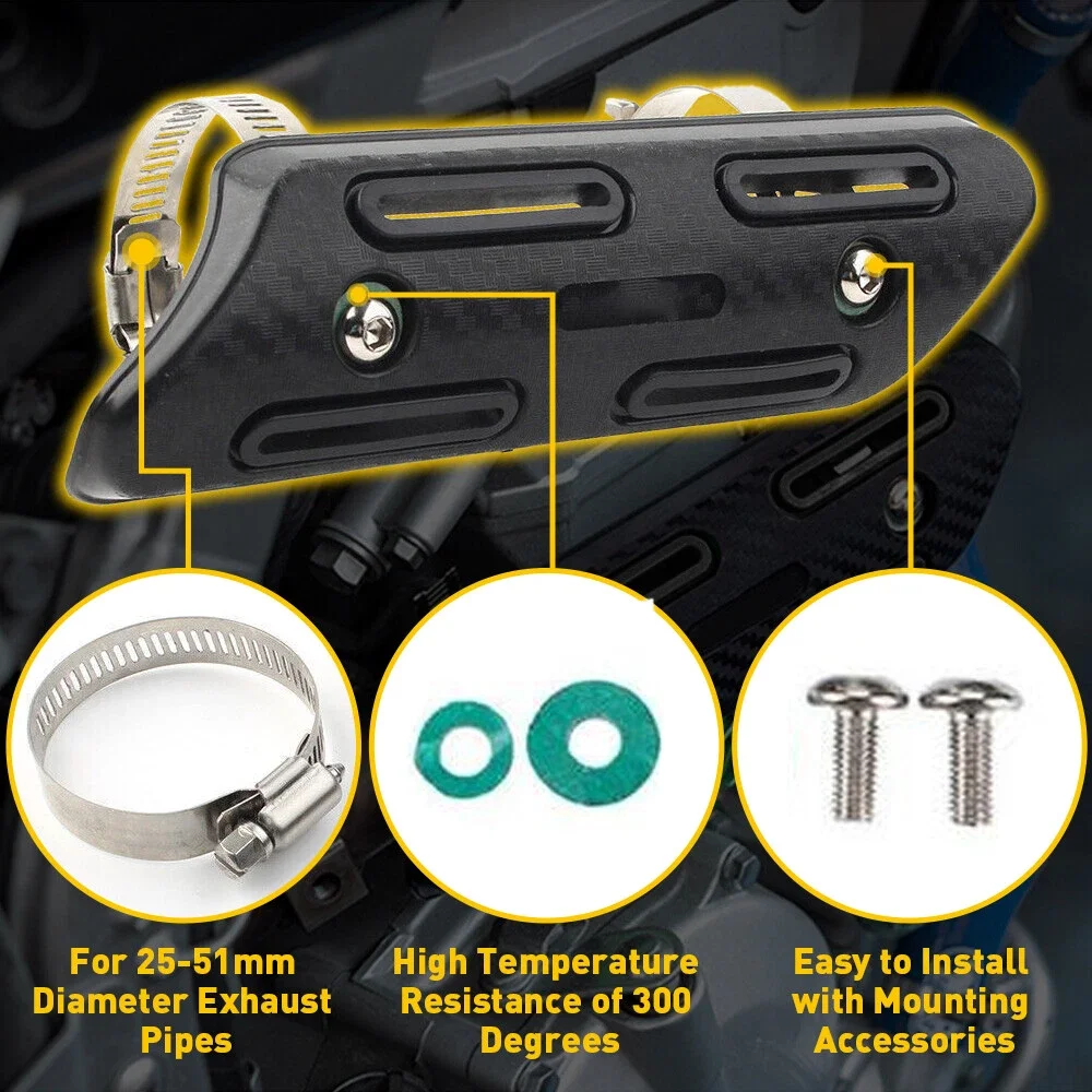 

Motorcycle Motorbike Exhaust Muffler Pipe Heat Shield Cover Heel Guard Protector Durable Car Exhaust Pipe System Motorcycl Parts