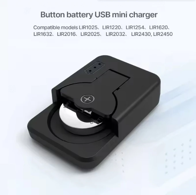 Portable Button Battery Charger For LIR1025 1220 1254 1620 1632 2016 2025 2032 2430 2450 Coin Lithium Batteries TypeC Interface