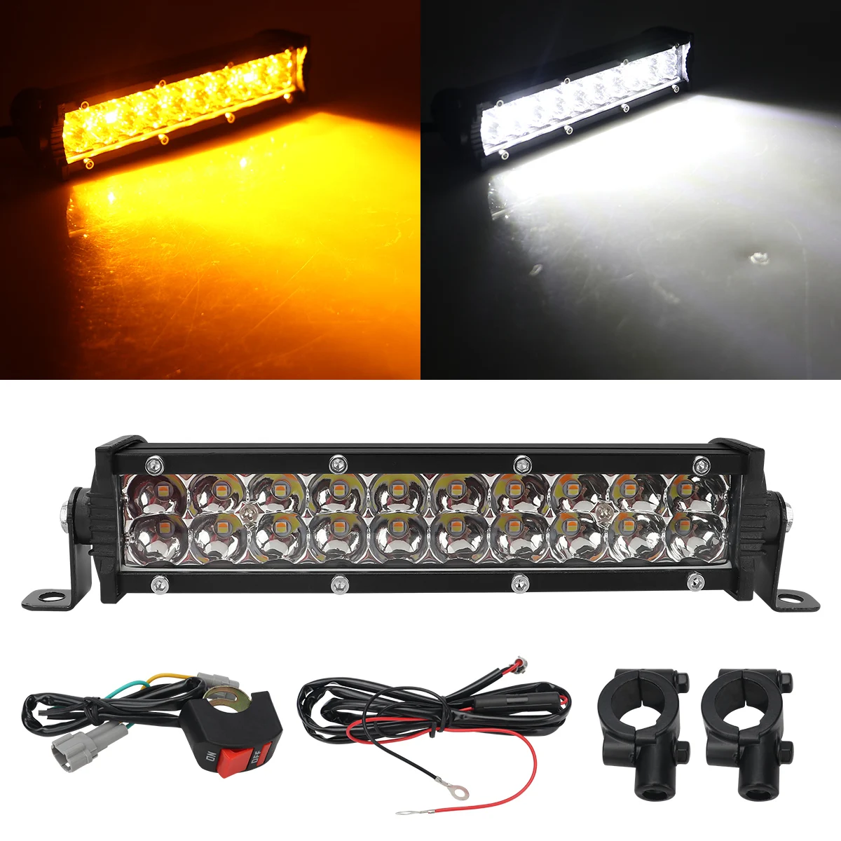 1set 12V 24V Car LED Work Light Bar Set Aluminum White Yellow Flashing Spotlight Daytime Running Light For Jeep 4x4 ATV 4WD SUV