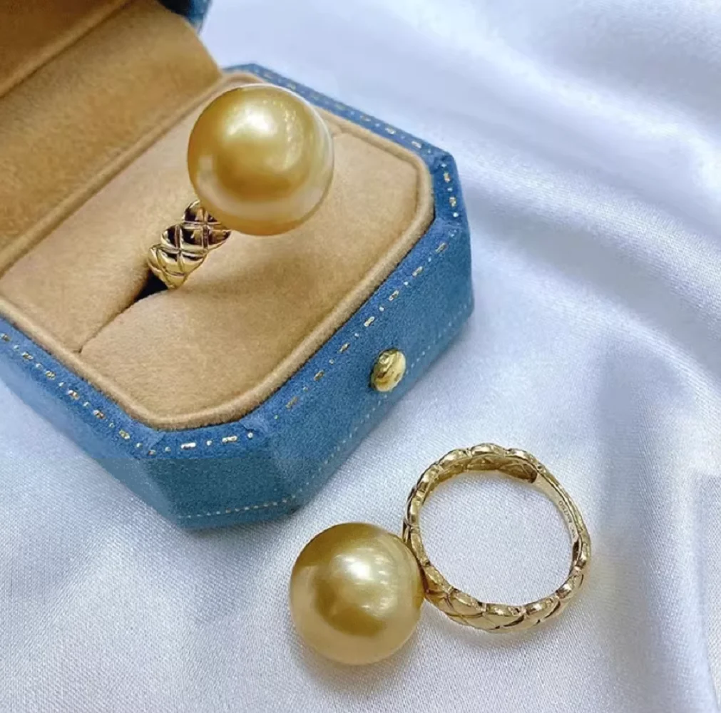 

Fashionable, minimalist, and elegant ring AAAA10-11mm natural South Sea round pearl opening ring 925s