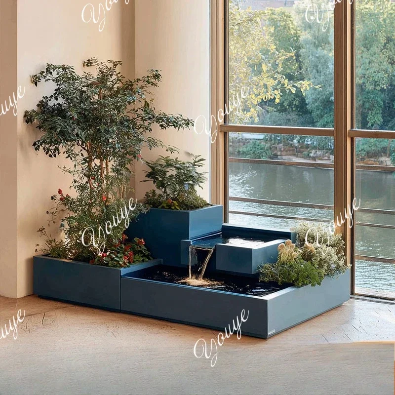 X Stainless steel circulating flowing water flower box courtyard outdoor balcony garden terrace viewing flow platform