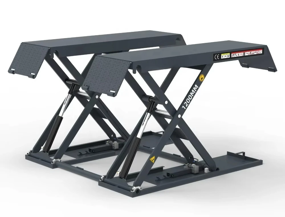 1.2m Dual-cylinder, Portable, Ultra-thin Hydraulic Lift Requires No Digging and Is Suitable for Use As a Car Repair Lift.