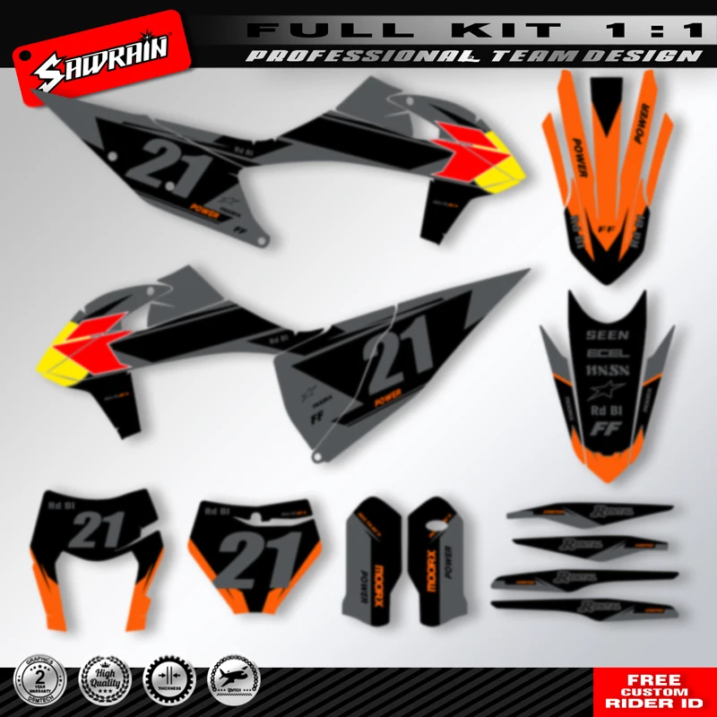 Sawrain Motorcycle Protection Sticker Custom Team Graphics&Number Decals Kit For KTM SXF 2019-2022 EXC 2020-2023 Fashion Design