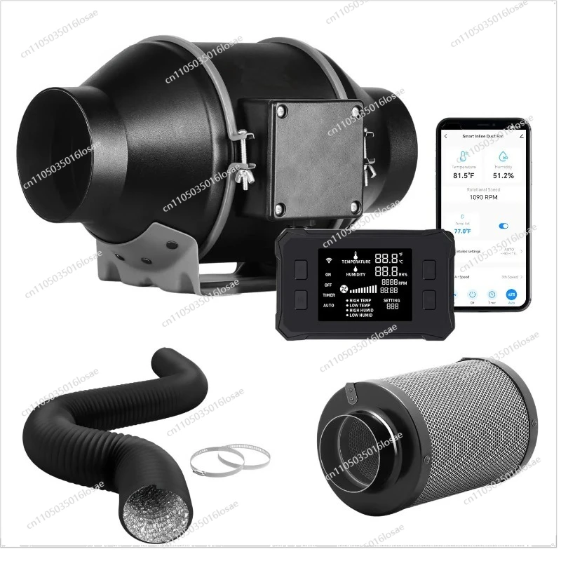 4 6 8 Inch Air Filter Kit Smart Wifi in-line Duct Fan Ventilation Cooling Indoor Plant Planting Tent Ventilation System