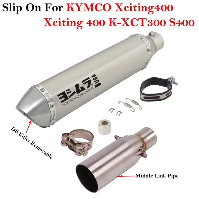 Slip On For KYMCO Xciting 400 K-XCT300 S400 Motorcycle Exhaust Escape Modified System Muffler Middle Link Pipe With DB Killer