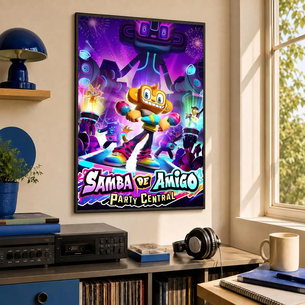 Game Colorful Rhythm S-Samba de Amigo Party Central Poster HD PP Wall Decor for Living Room Bedroom Gaming Room Cafe Unique Gift