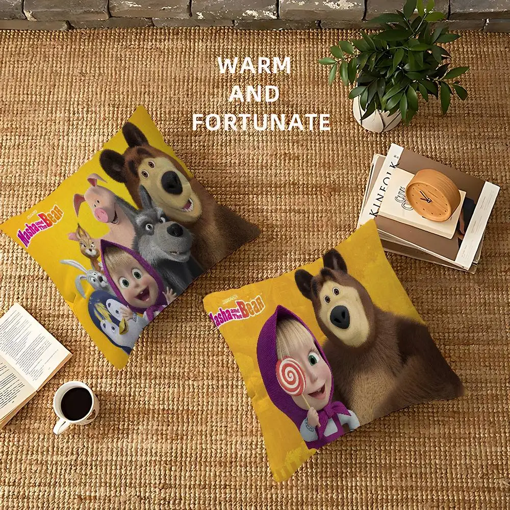 M-Masha E O Urso Capa de Almofada Carro Fronha Para Sofá Carro Presente de Natal 40x40cm 45x45cm