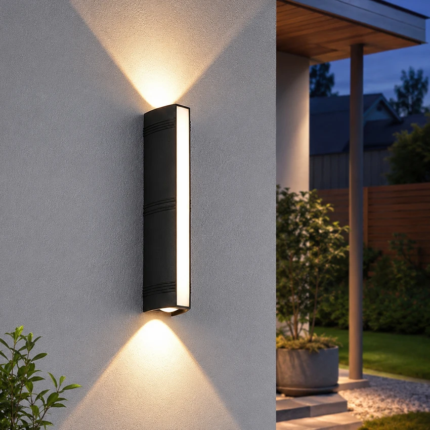 モダンなip65防水18w-led屋外壁掛け照明器具、アルミ製上下フロント照明、ポーチ用外壁ランプ