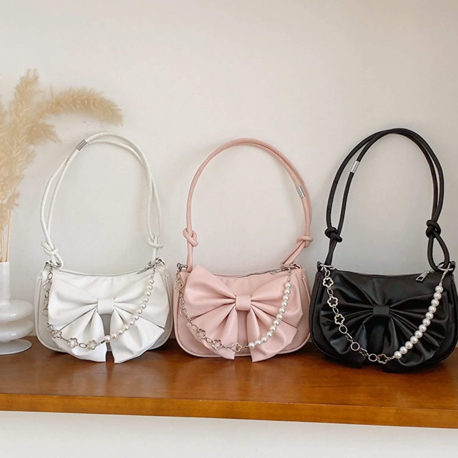 

Cute Bowknot Decor Shoulder Bag, Kawaii Underarm Bag, Women's Sweet Handbag & Purse