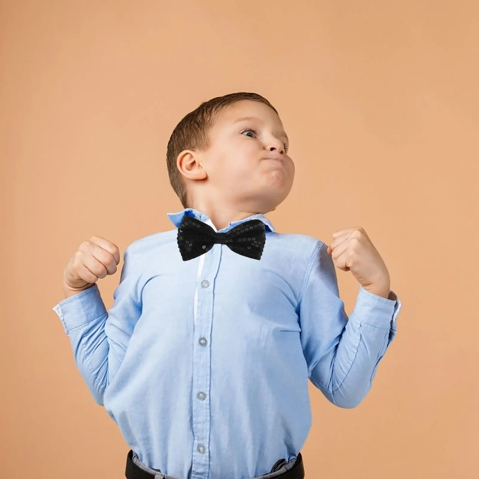 

5Pcs Pre-Tied Kids Sequin Bowtie Adjustable Length Shiny Bow Tie for Graduation Stage Party Wedding Banquet Adjustable Bowties