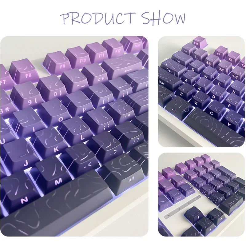 새로운 퍼플 토폴로픽 4.0 PBT 이중 사출 키캡 측면 인쇄 RGB 백라이트 키캡 체리 프로파일 (MX 스위치 게이밍 키보드용)