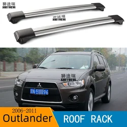 2Pcs Roof bars For MITSUBISHI - Outlander II 2006-2012  Aluminum Alloy Side Bars Cross Rails Roof Rack Luggage load 100KG SUV