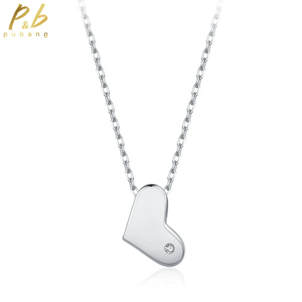 

PuBang Fine Jewelry Real 925 Sterling Silver High Carbon Diamond Heart Pendant Necklace for Women Anniversary Gift Free Shipping