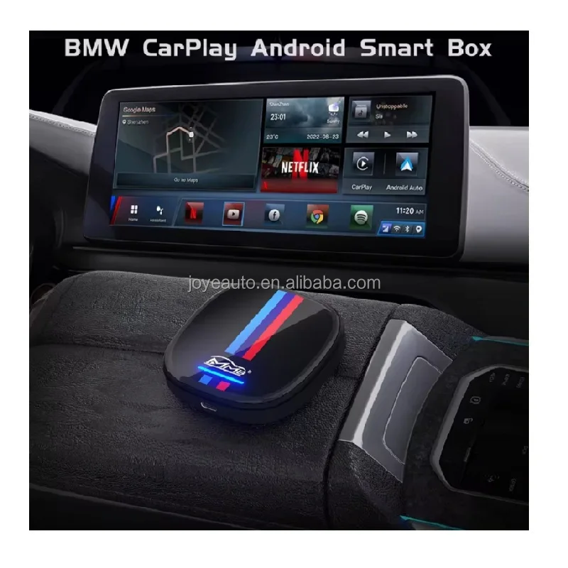 STLFJoyeAuto MMB 8GB + 128GB Android 13 Wireless CarPlay AI Box لسيارات BMW |   يوتيوب نيتفليكس خرائط جوجل