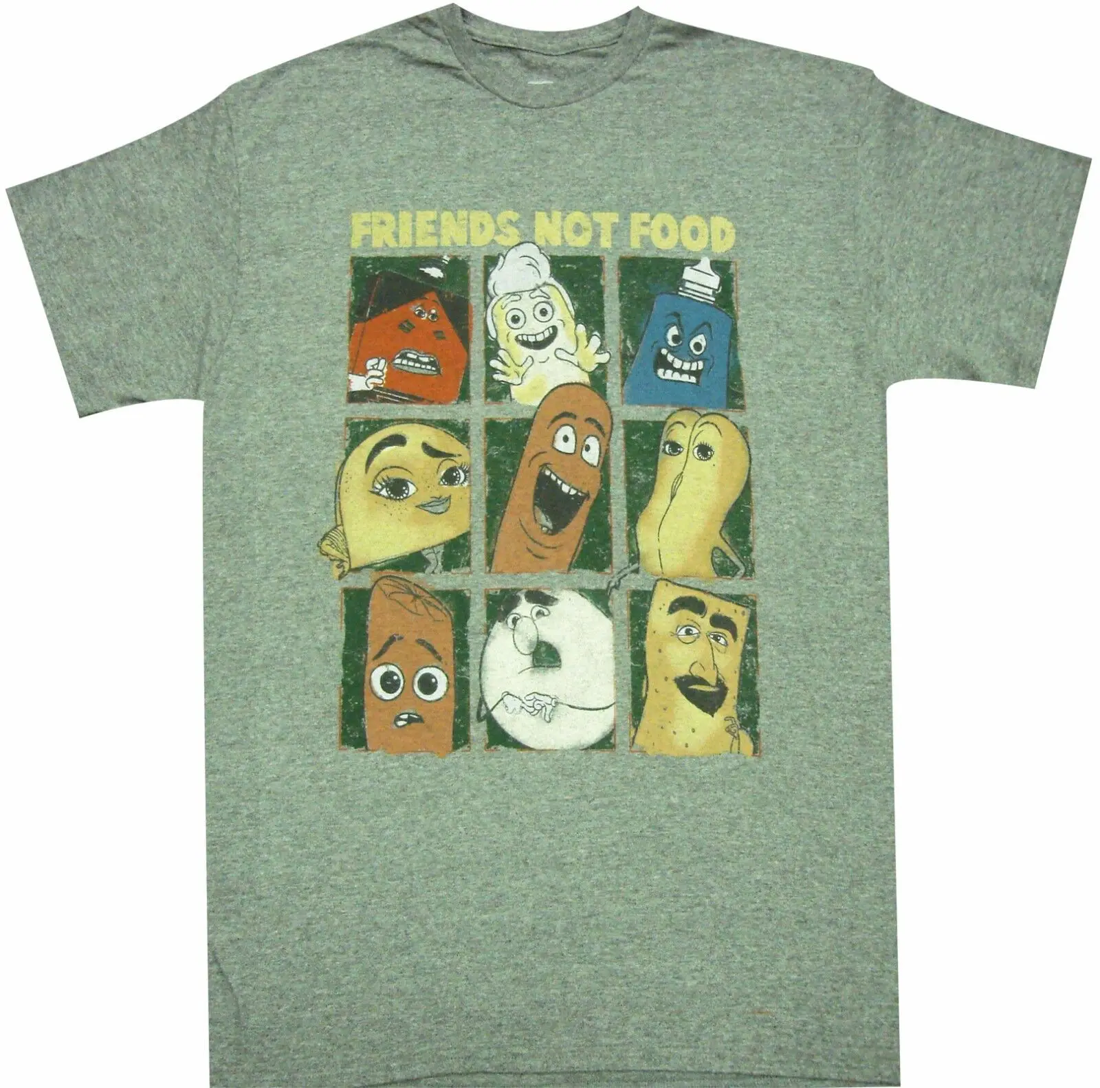 

Official Sausage Party Friends Not Food Adult T-Shirt - Comedy Movie Seth Rogen